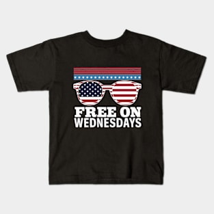 Free on Wednesdays Sunglass American Flag Kids T-Shirt